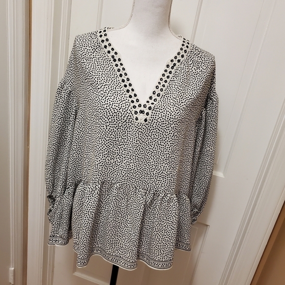 Max Studio Black & White Blouse - Large, polka dot, classic - Picture 1 of 6